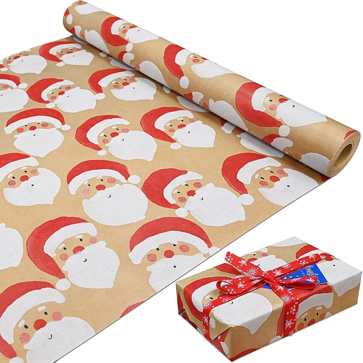 Omgoods - Recyclebaar Inpakpapier voor Kerst met Kerstman Motief 70cm