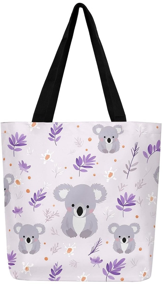 Omgoods - Grote Canvas Schoudertas met Kattenprint voor Dames