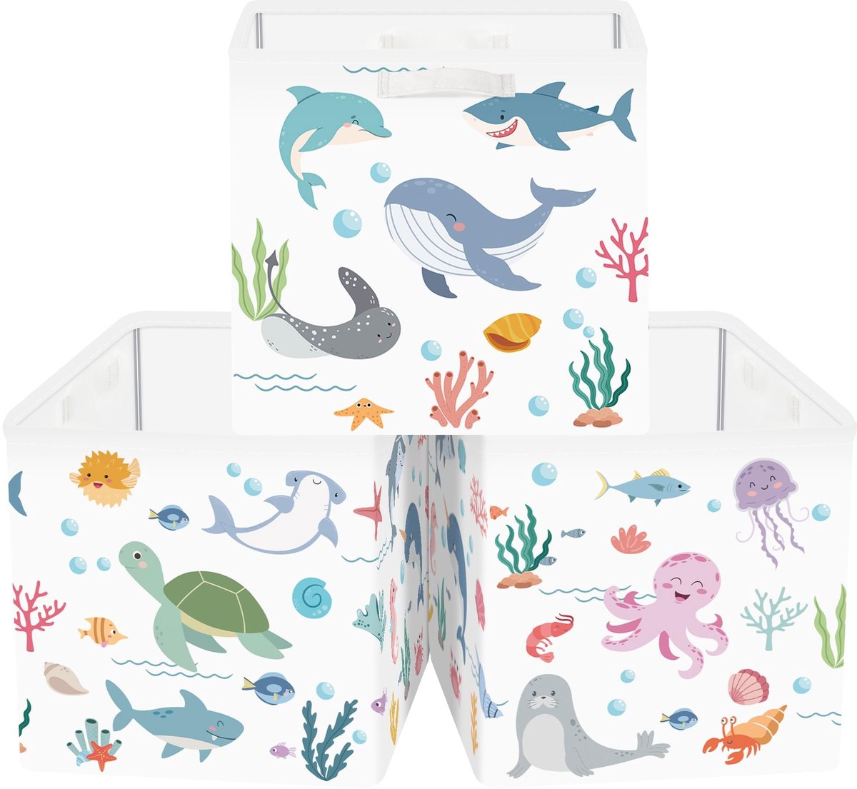 Omgoods - Set van 3 Opbergdozen met Zeedieren Design