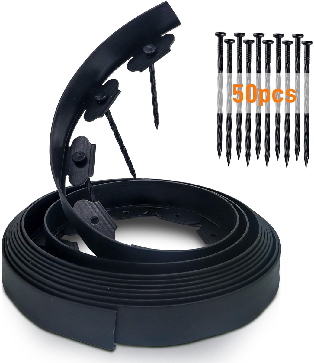 Omgoods - Flexibele Tuinrand van Kunststof met 40 Haringen, 5 cm Hoog