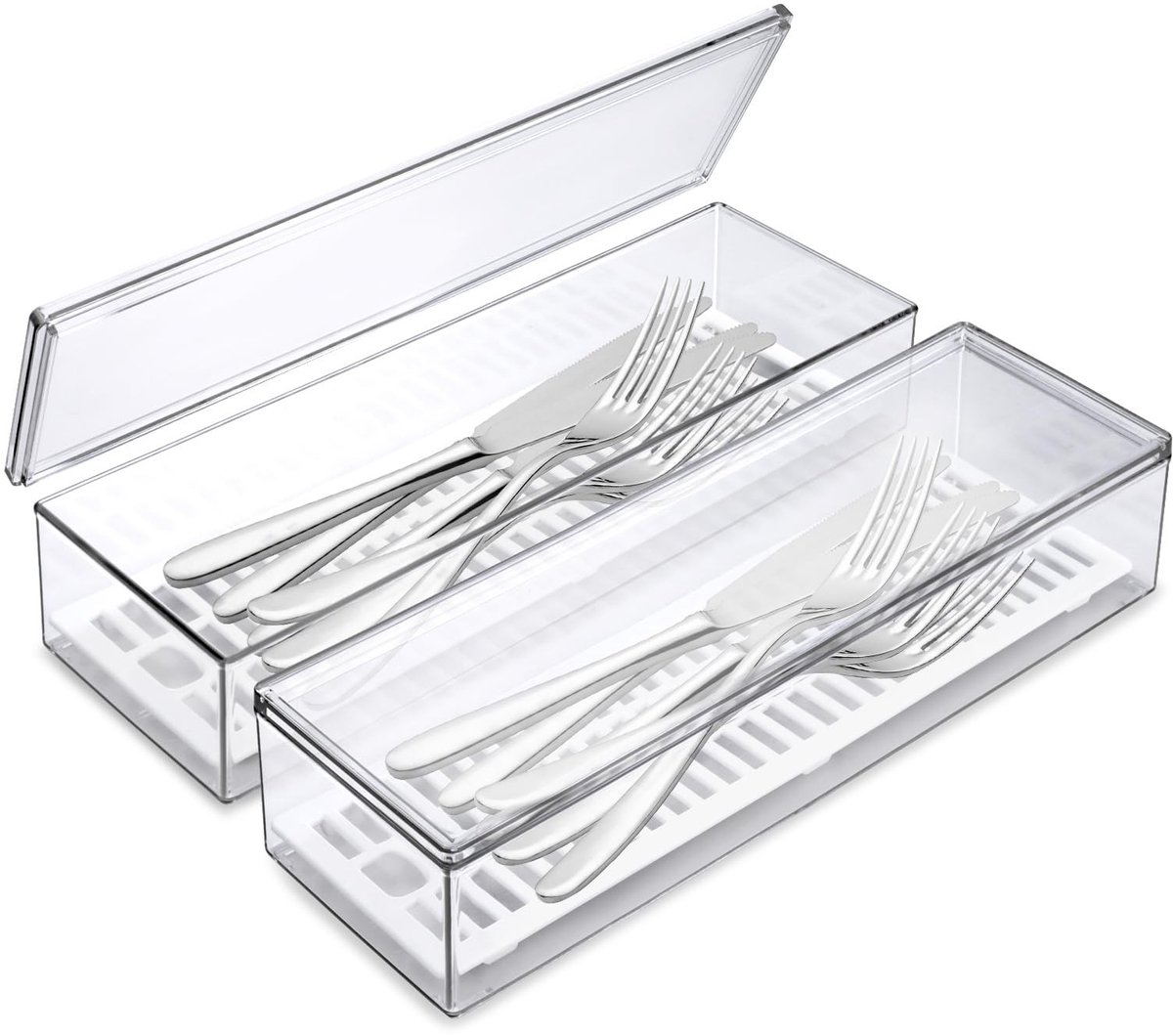 Omgoods - 2-Pack Bestek Organizer met Deksel en Afwasrek