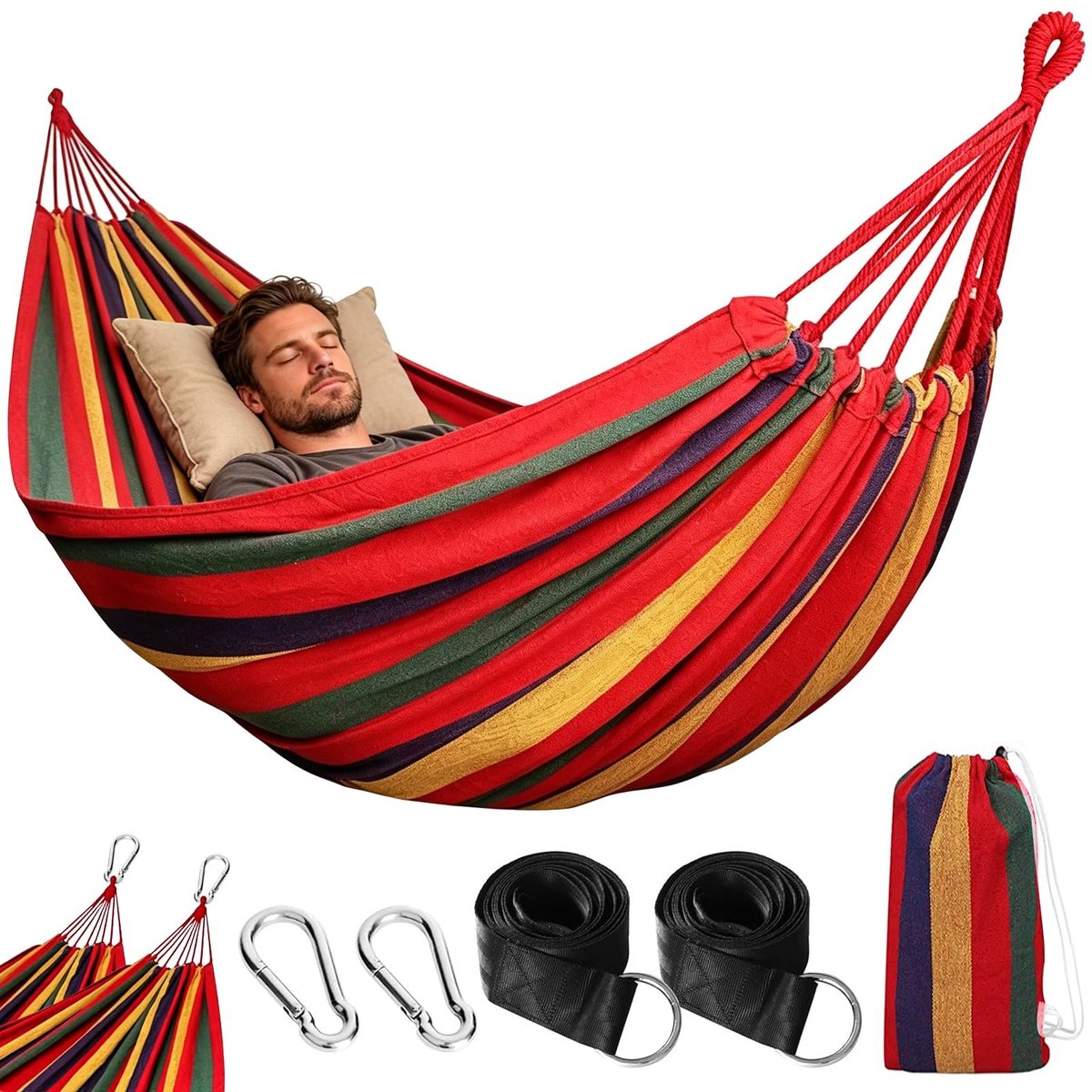 Omgoods - Outdoor Camping Hangmat 200x150cm - Draagvermogen 250kg met Opbergtas