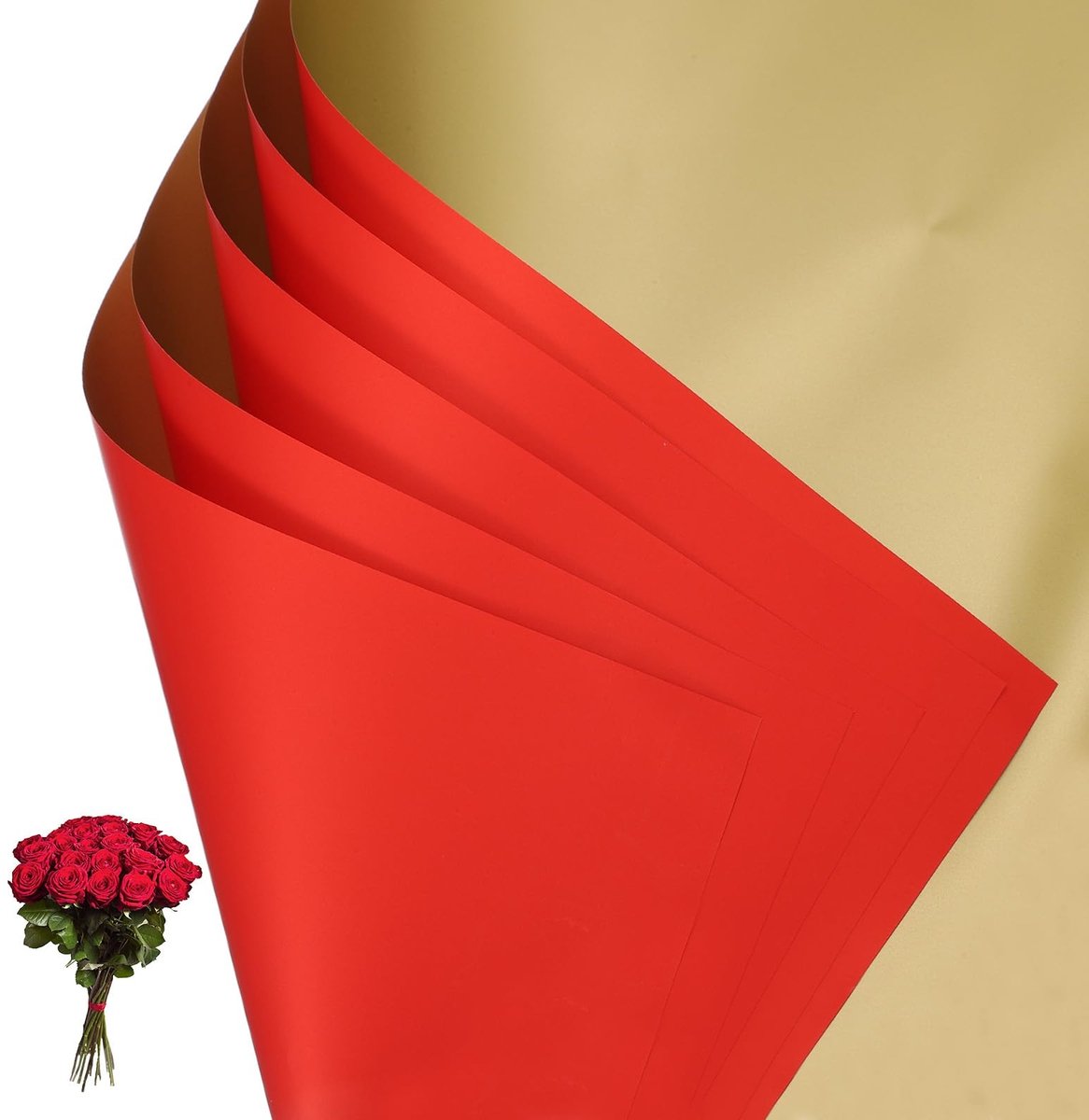 Omgoods - 20 Vellen Dubbelzijdig Goudkleurig Bloem Cadeaupapier voor Bruiloften en Ambachten