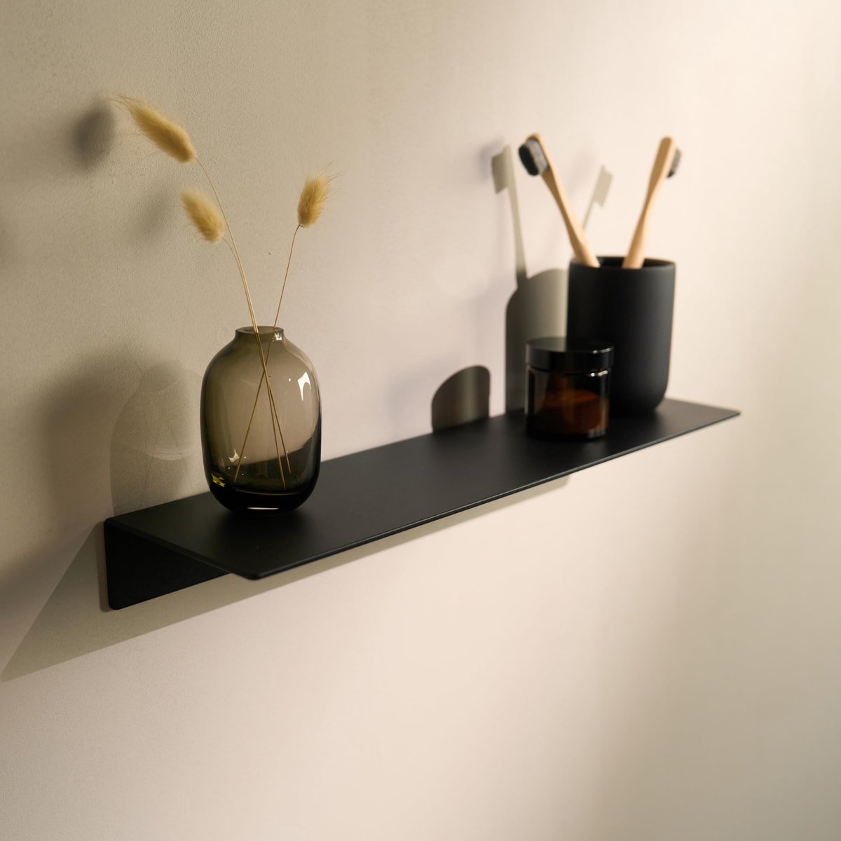 Omgoods - Moderne Badkamer Plank zonder Boren, 42 cm Zwart