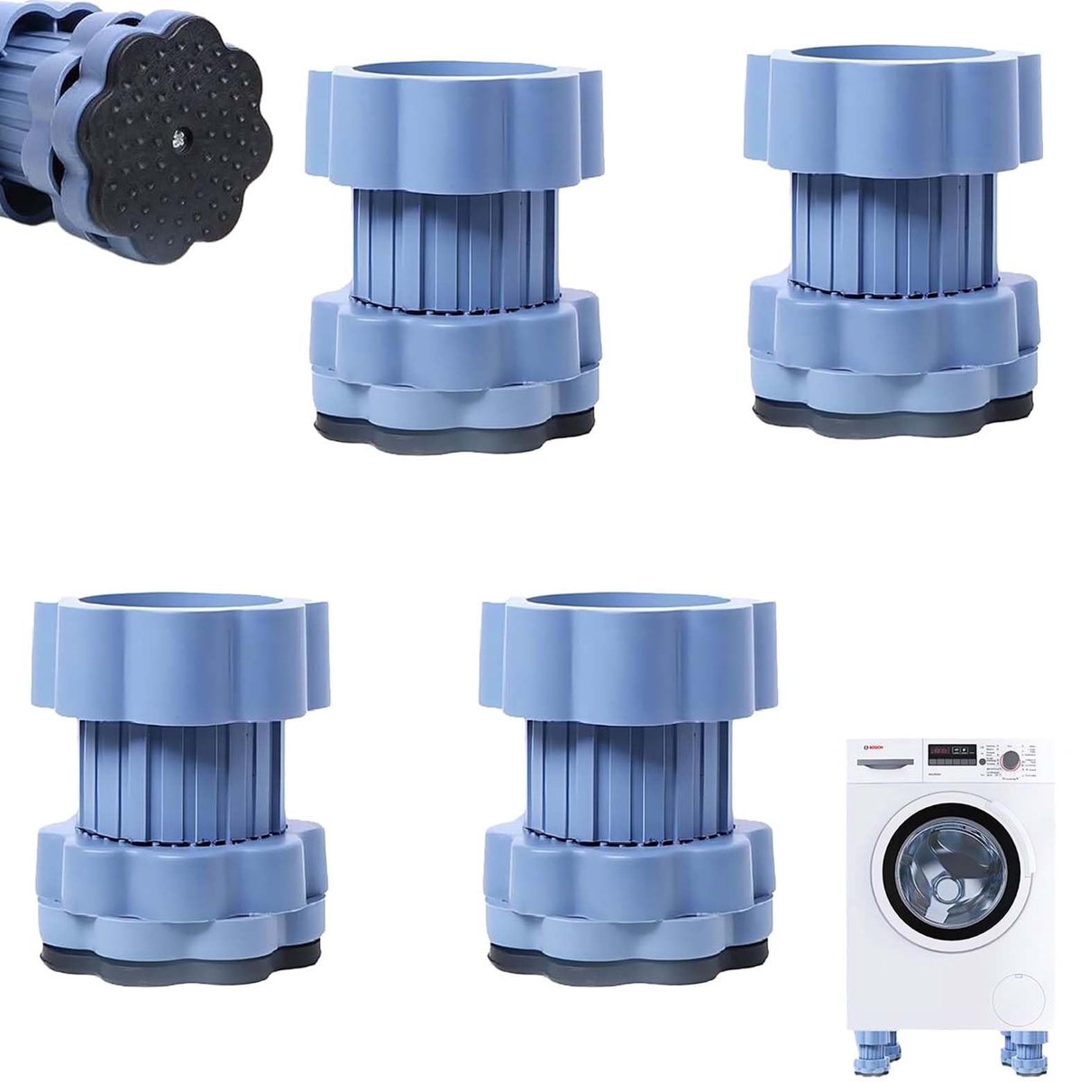 Omgoods - Set van 4 Verstelbare Antivibratie Voeten voor Wasmachines