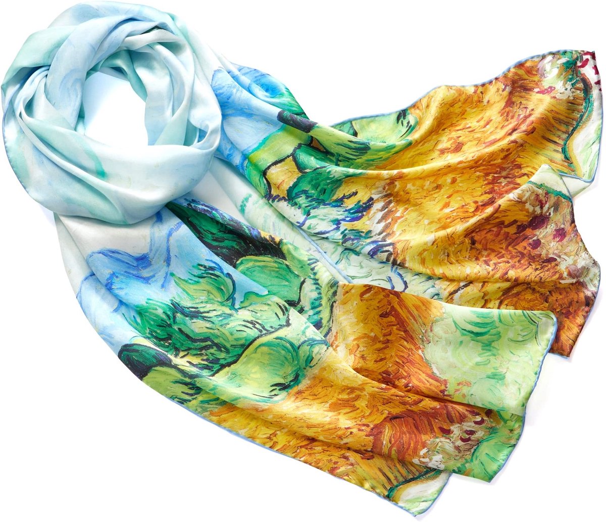 Omgoods - Lange Zijde Sjaal met Van Gogh Print