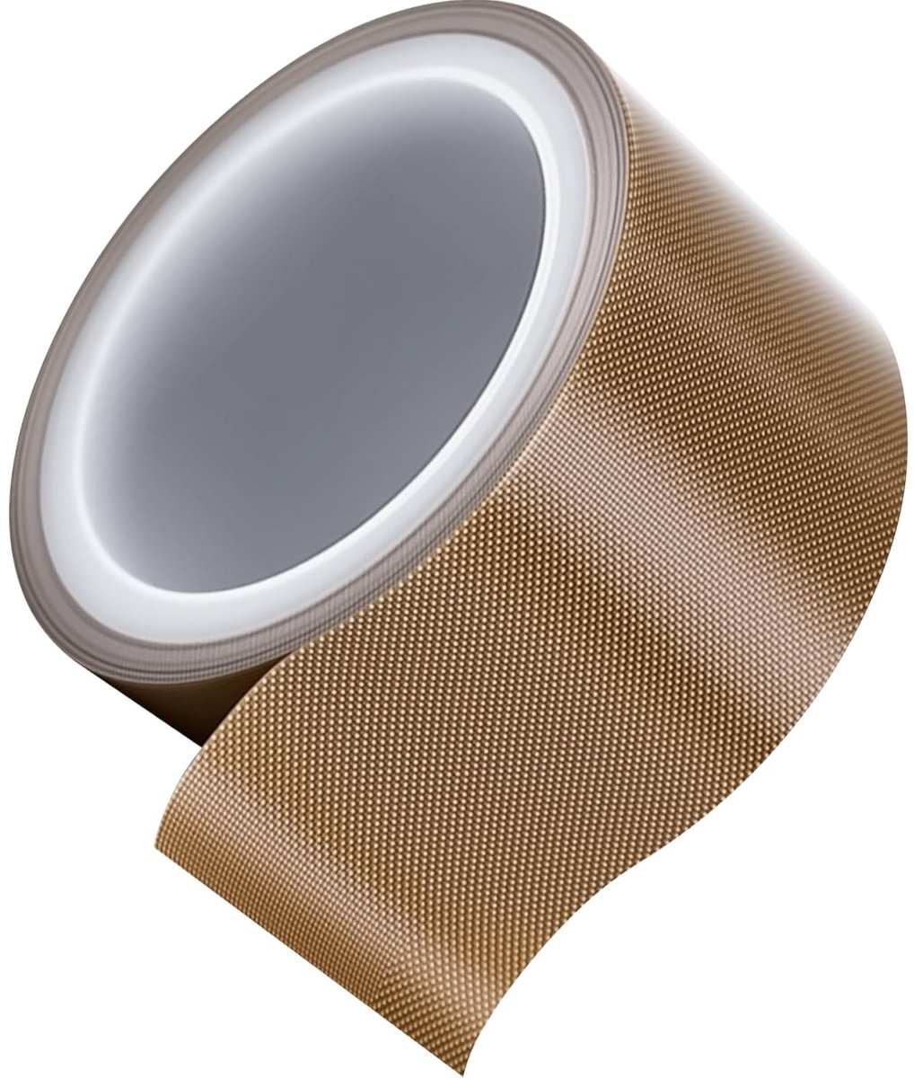 Hittebestendige Teflon Lijmtape 50mm x 12m voor Vacuümverpakking, Hand- en Pulsverzegeling, PTFE Hoge Temperatuur Tape