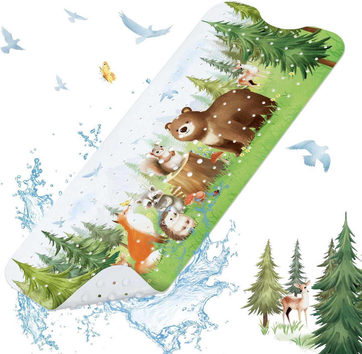 Omgoods - Woodland Dieren Antislip Badmat 100 x 40 cm voor Kinderen