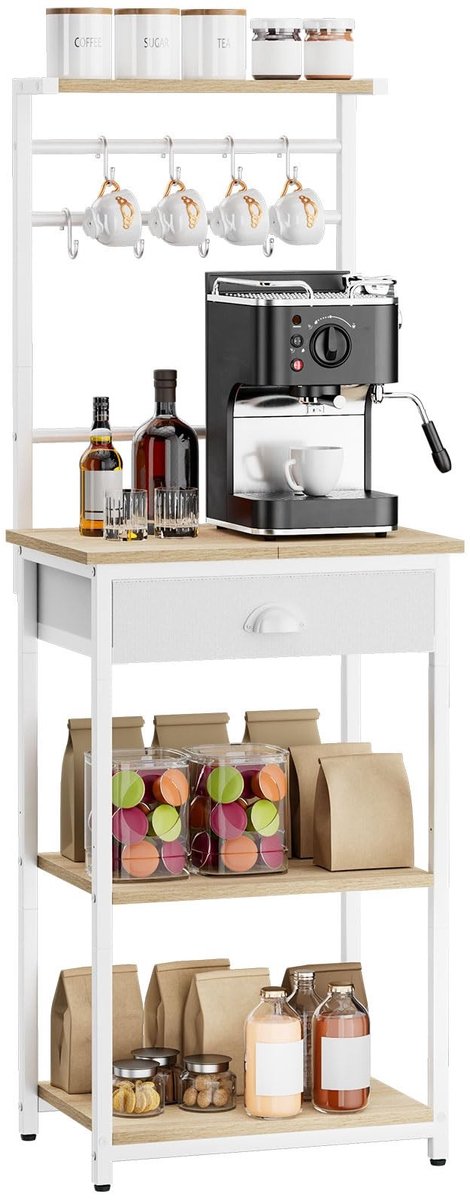 Omgoods - Multifunctionele Keukenrek met 5 Planken en 8 Haken