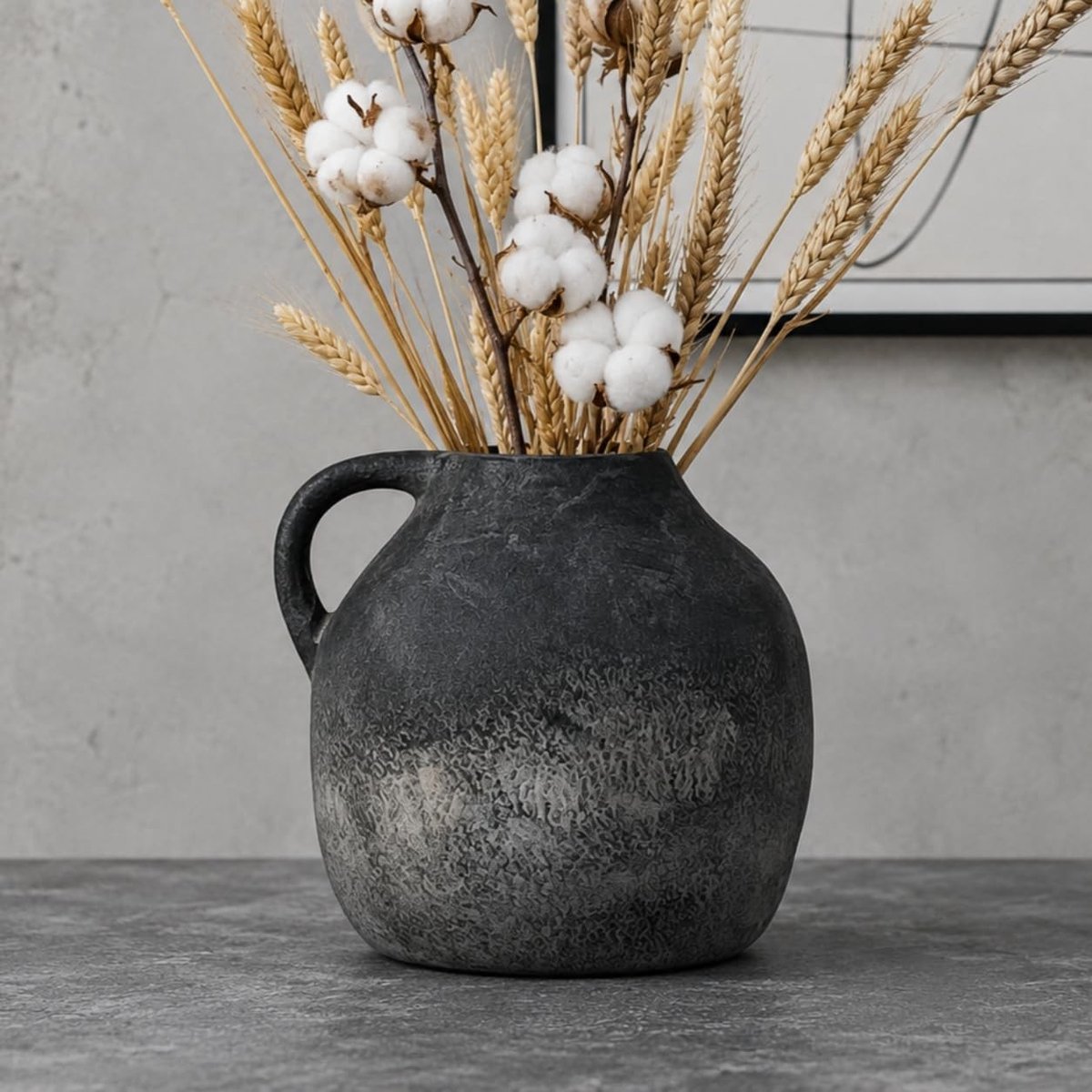 Omgoods - Ruime Ceramische Vaas 14.5 cm voor Huishouddecoratie Zwart