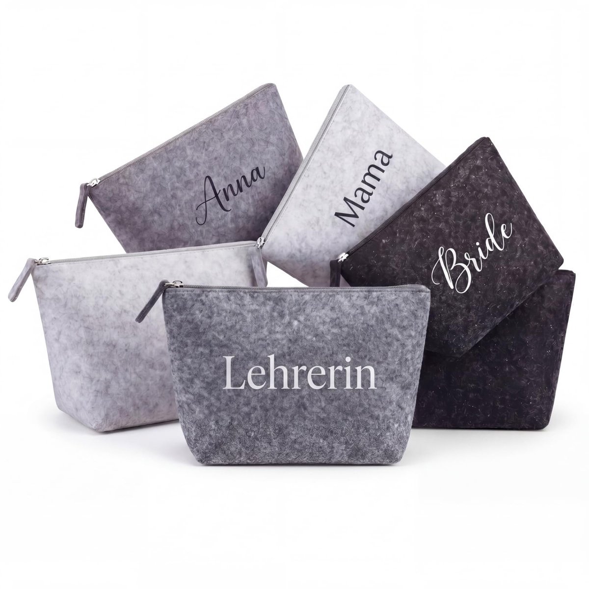 Omgoods - Set van 6 Vilt Make-up Tassen - Reistas voor Cosmetica en Cadeaus