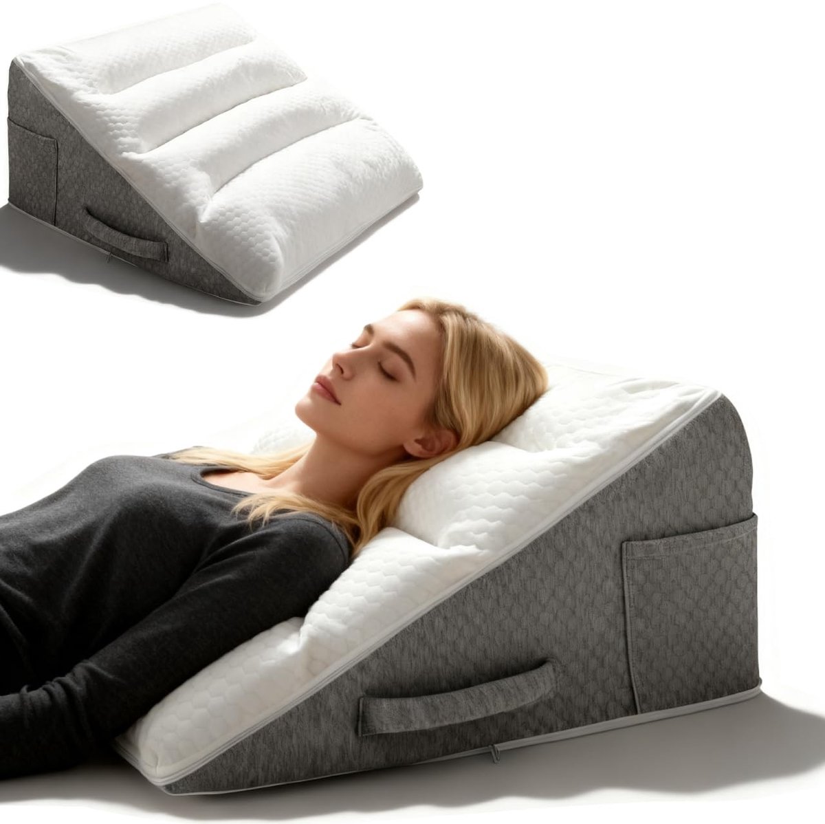 Omgoods - Wedge Kussen voor Bed en Bank, Hoogwaardige Steun voor Rug en Benen