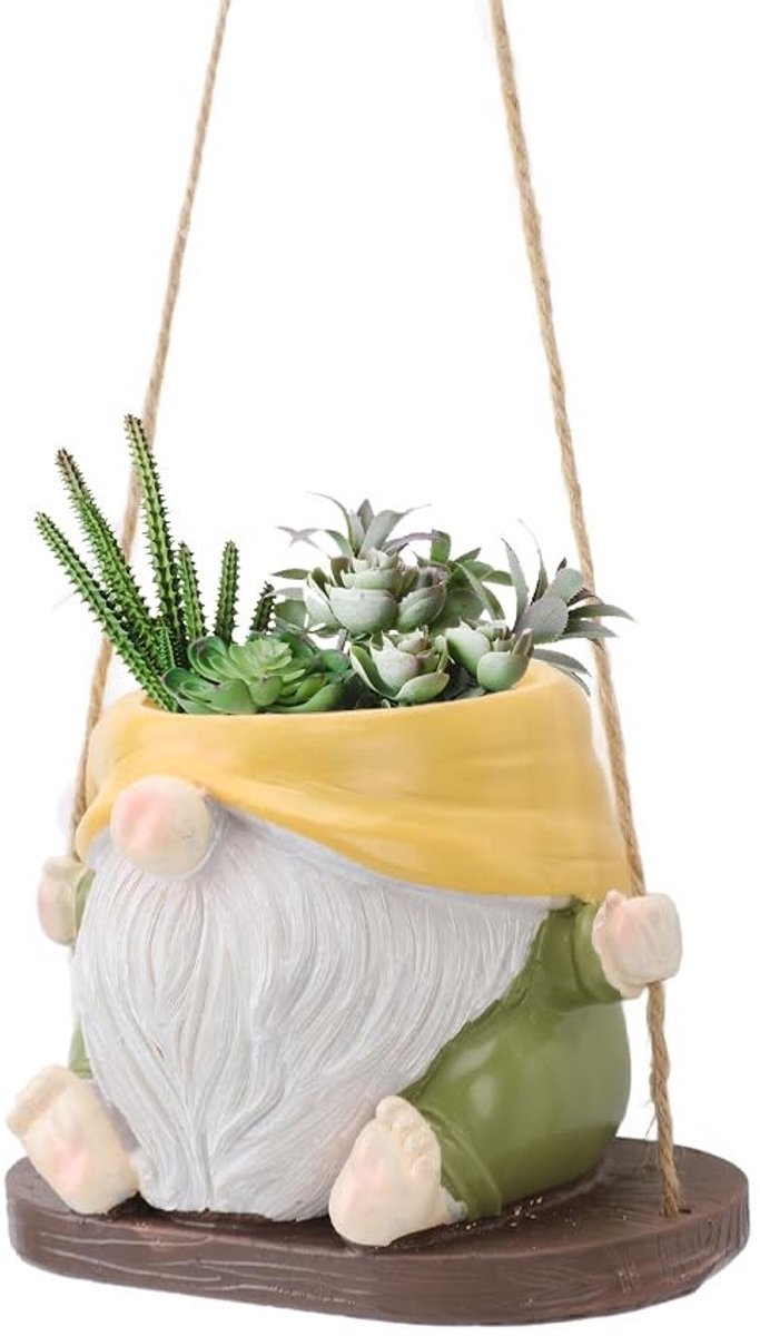 Omgoods - Decoratieve Hangplant Pot met Dwarf Figuur