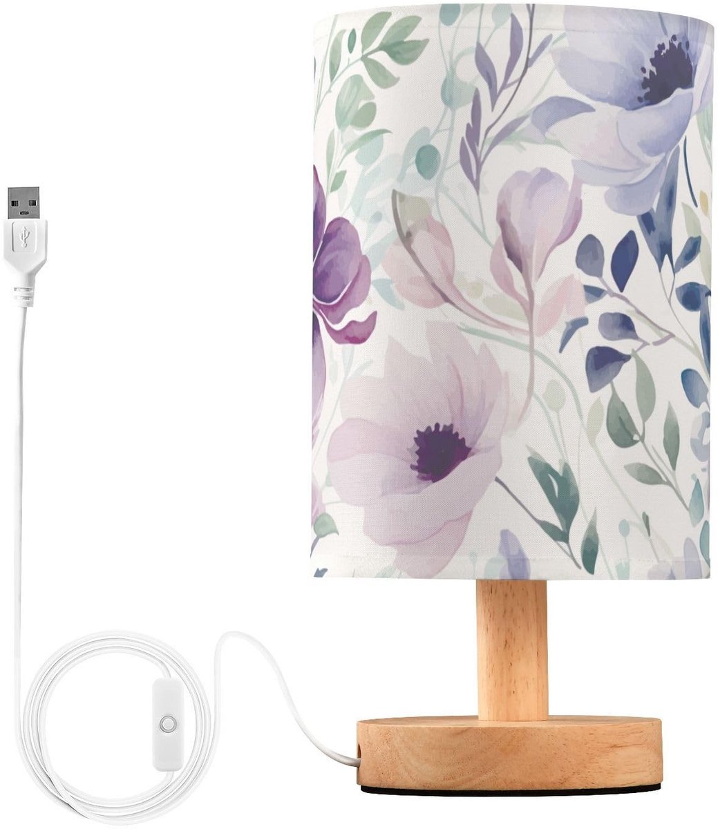 Omgoods - USB Tafel Lamp met Bloemen voor Slaapkamer Warm Wit