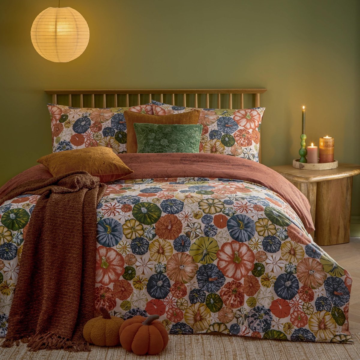 Omgoods - Picking Patch Pompoen Dekbedovertrek Set, Pecan, 3-Delig
