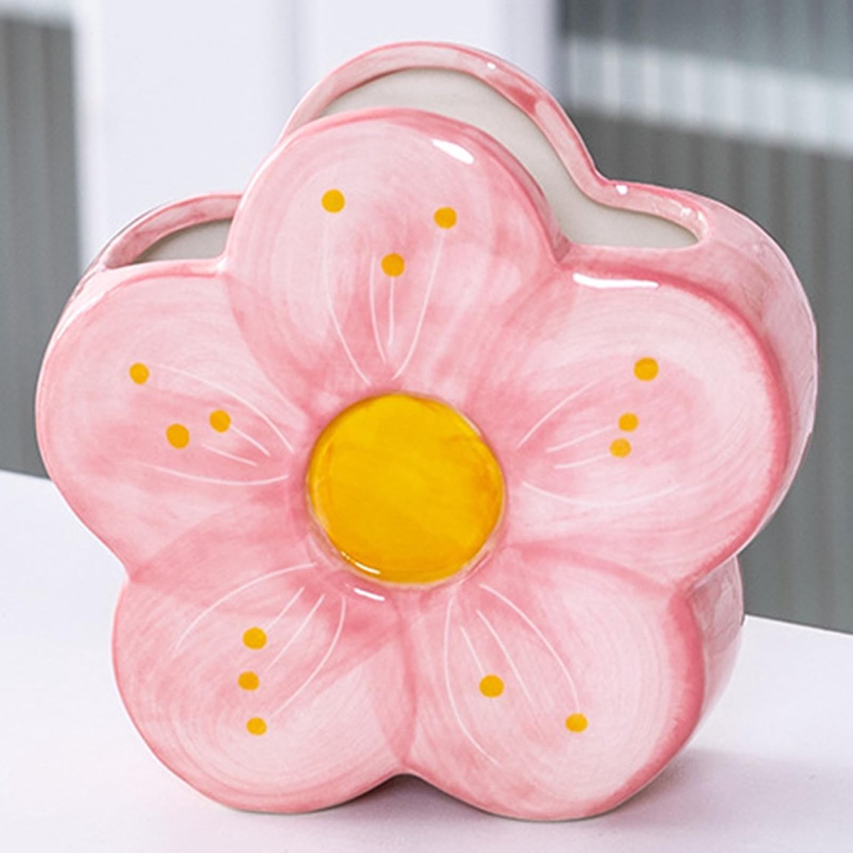 Omgoods - Schattige Roze Bloemen Penhouder voor Bureau Decoratie