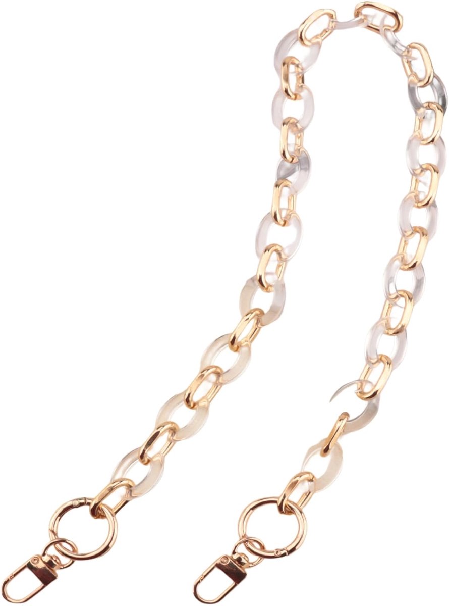100 cm zakketting, goud, acryl hars, tasriem, vervangende metalen ketting, zakriem, telefoonketting, portemonneeketting voor doe-het-zelf tassen, handtas, portemonnee met gouden karabijnhaak
