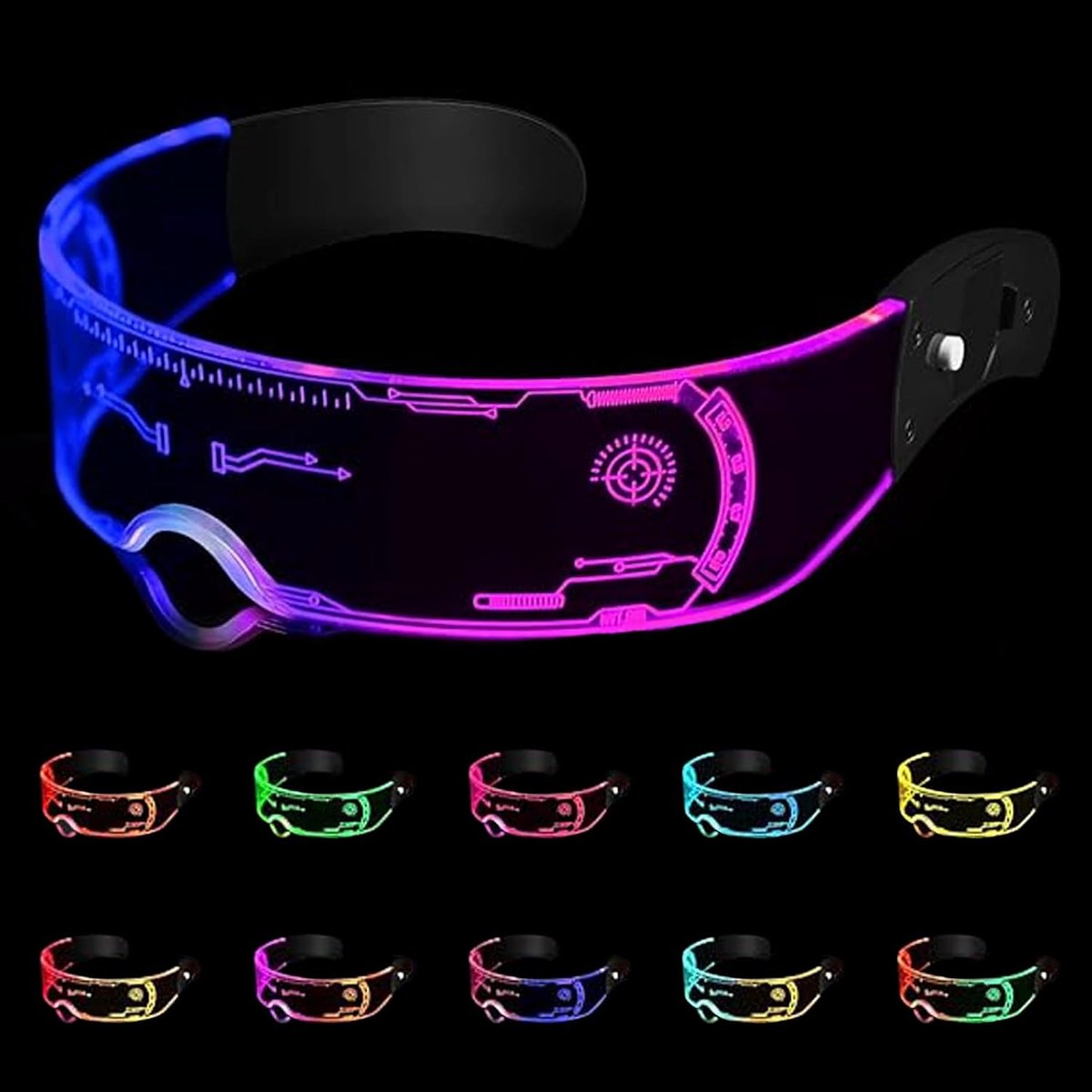 Led-bril, lichtgevende bril voor party, disco, techno-bril, led-bril voor party, neon, geschikt voor club, bar, muziekfestivals, Halloween-rollenspellen