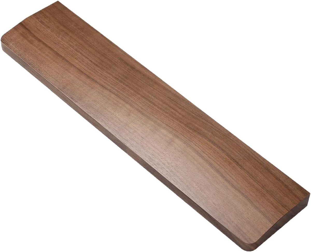 Massief Houten Polssteun - 60 Sleutels (30 cm), Antislip en Ergonomisch, Zwarte Walnoot, Set voor Kantoor en Games, Pijnverlichting