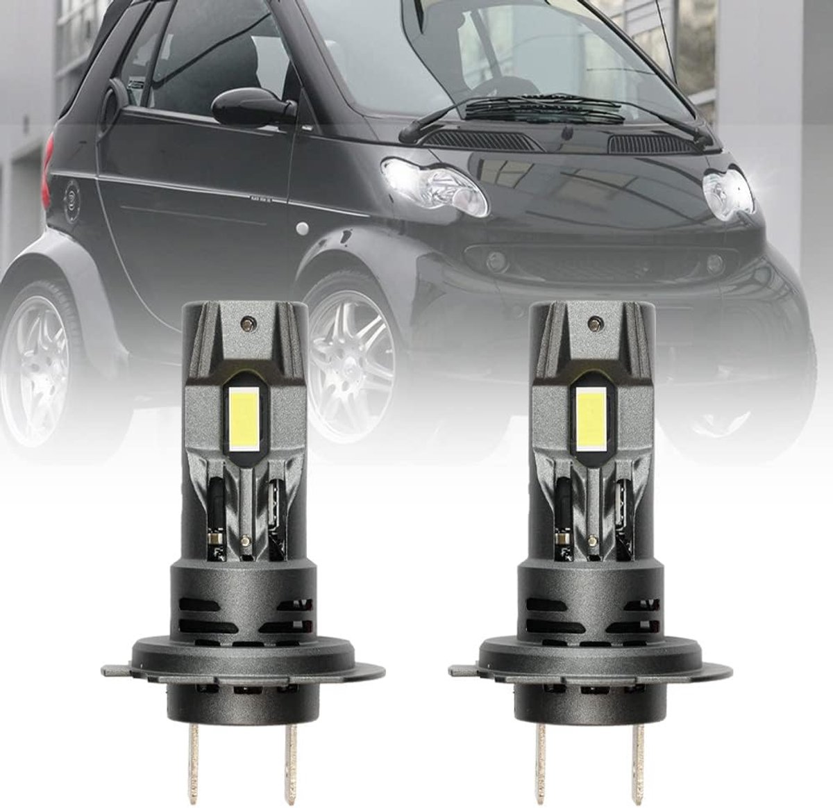 LED Koplampen voor Smart Forfour Fortwo Convertible Coupe Roadster 450 451 452 454 Cabrio 6500K Wit 6x Super Heldere LED Koplamp Conversie Kit H7 Halogeen Vervanging Mini Size