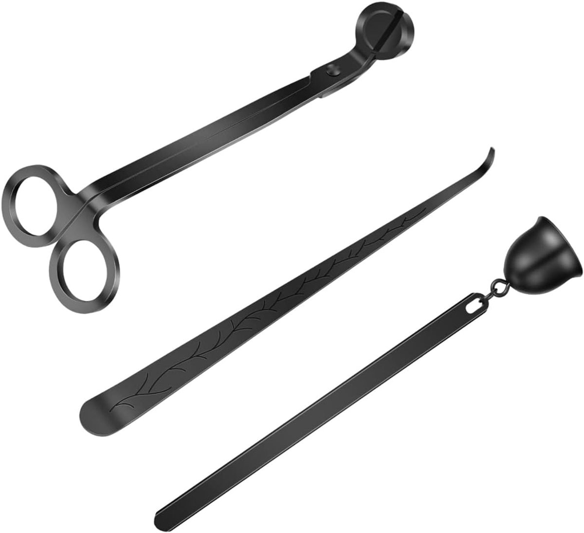 3-in-1 kaarsenaccessoireset, kaarslontsnijder en lontlepel, kaarsenblusser stijlvol pakket voor kaarsliefhebbers (zwart)