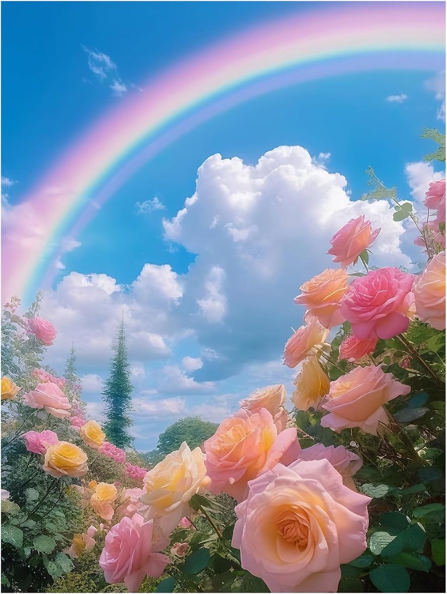 cukol cukol Schilderij, kruissteek, complete set voor volwassenen, eenvoudige borduurset voor beginners, voor vrije tijd, handwerk, 36 x 46 cm, 11 ct, regenboogprint, kruissteek, borduurset