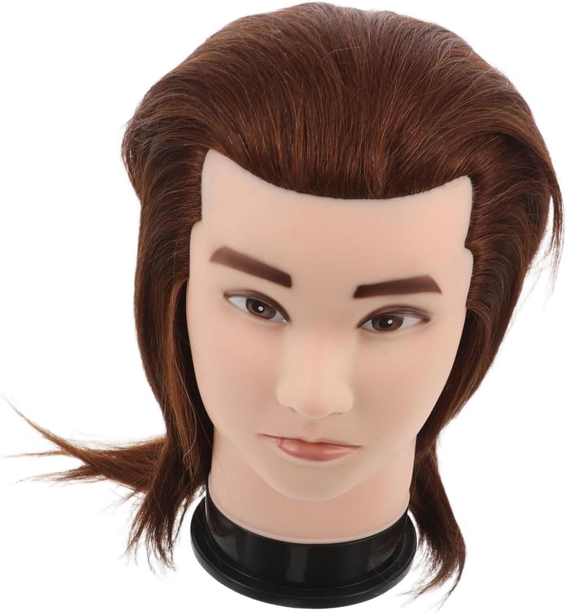 Mannequin Hoofd Kappers - Oefenhoofd Haarstyling - Kappers Opleiding - Realistische Haarstructuur - 27 x 16.5 x 12 cm - Bruin