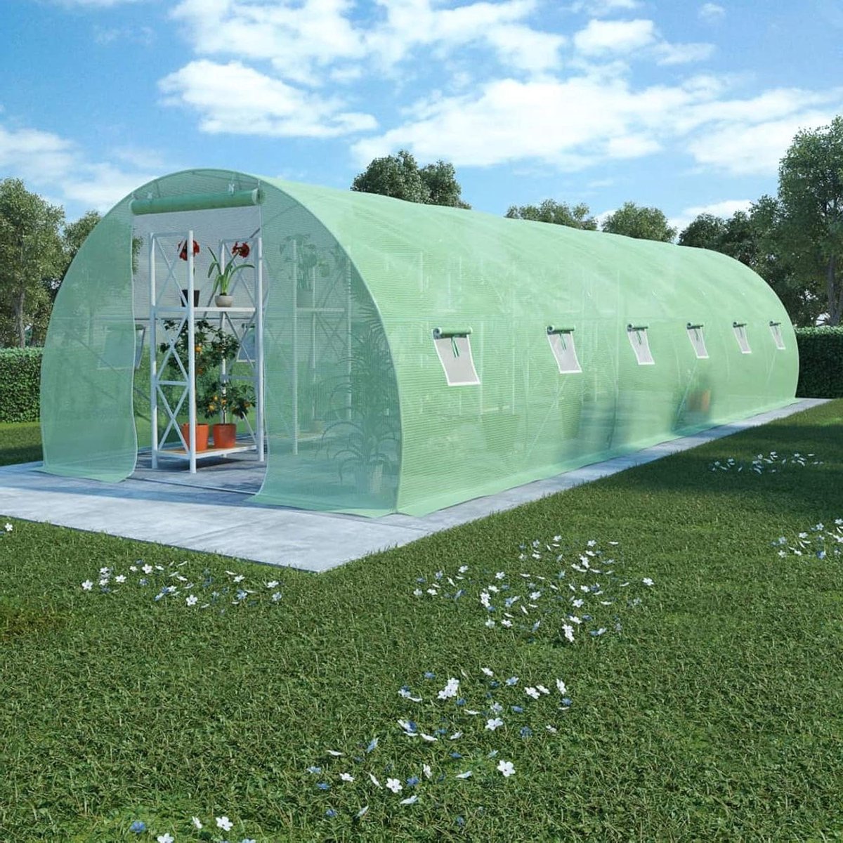Tuinkas Groenten - Broeikas Planten - Planten Kweken - Versterkt PE Netweefsel - 900 x 300 x 200 cm - Groen