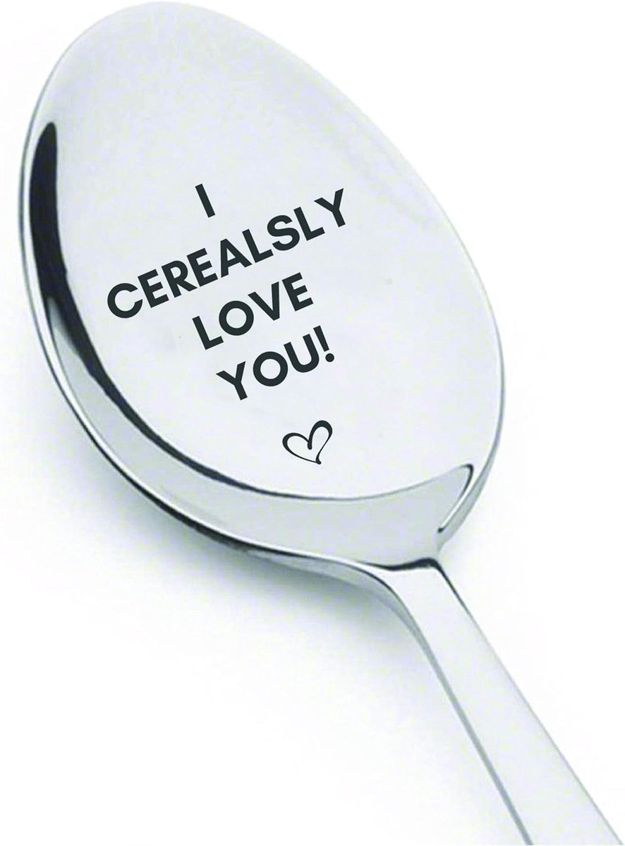 Cerealsly Love You Engraved Stainless Steel Cereal Spoon Anniversary