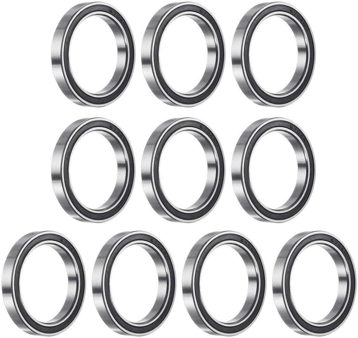 sourcing map 10 stuks 6704-2RS groefkogellagers, chroomstaal dubbel rubber afgedichte lagers 20 mm x 27 mm x 4 mm