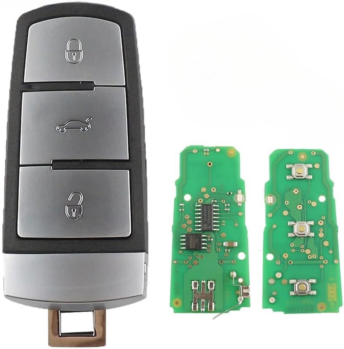 Afstandsbediening sleutelkaart autosleutel toetsen behuizing voor VW Passat B6 3C B7 Magotan CC Half Smart 3 toetsen 433 MHZ ID48 chip | FCCID:3C0959752BA Keyless Ongesneden, ID48-Spaander