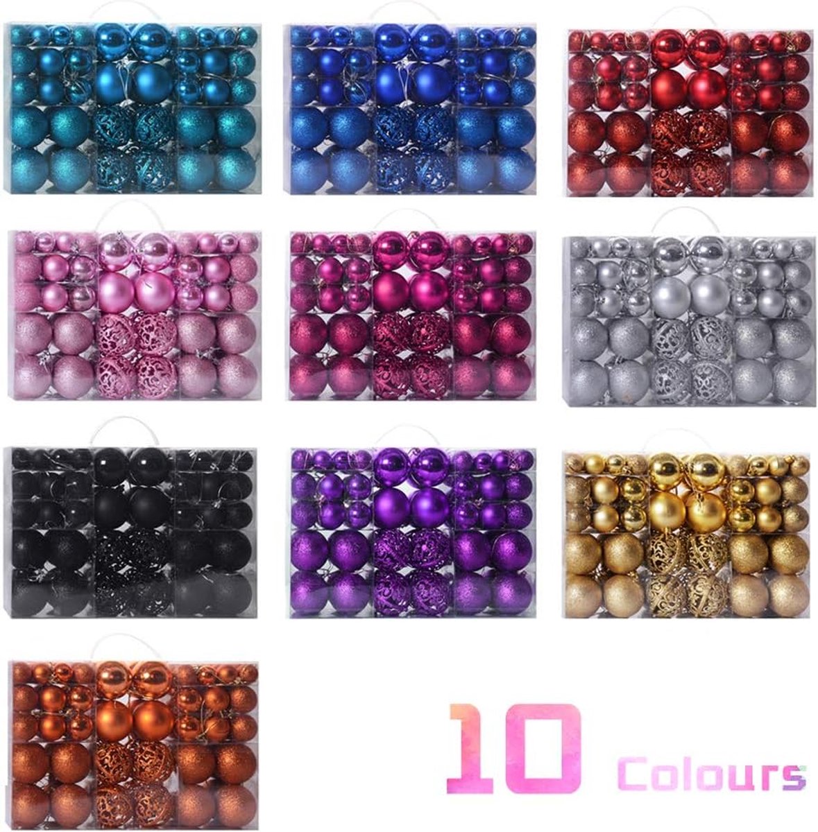Kerstballen Set - Boom Decoratie Ballen - Kerstboom Versieren - 100 Stuks Inclusief Doos - 30-60 mm – foto 5