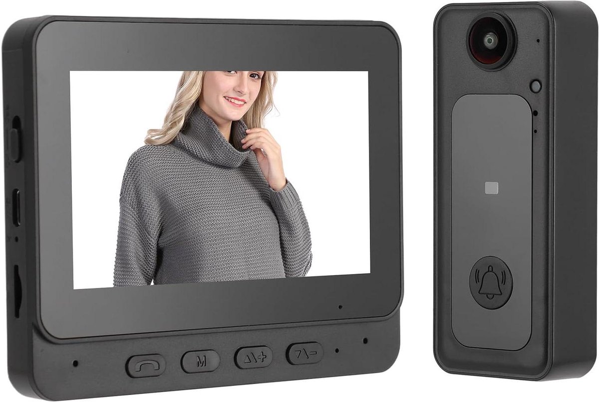 Videodeurbel - Deurbelcamera Intercom - Bezoekers Ontvangen - Tweeweg Communicatie - 43 inch scherm - Zwart