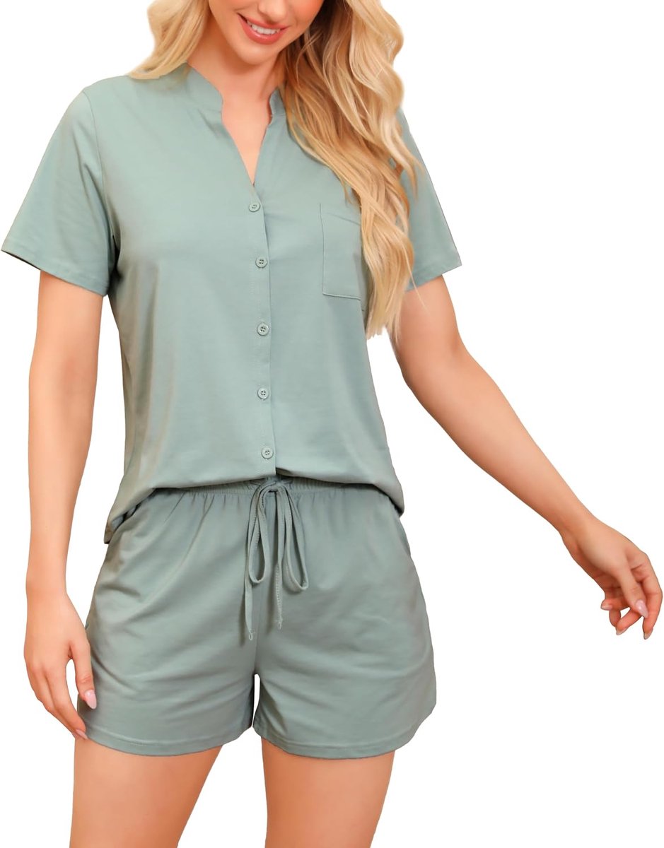 Dames Pyjama Kerstmis PJs voor Dames Lang Mouw Pyjama Set Zacht Comfortabel Loungewear Nachtkleding met Zakken Trekkoord
