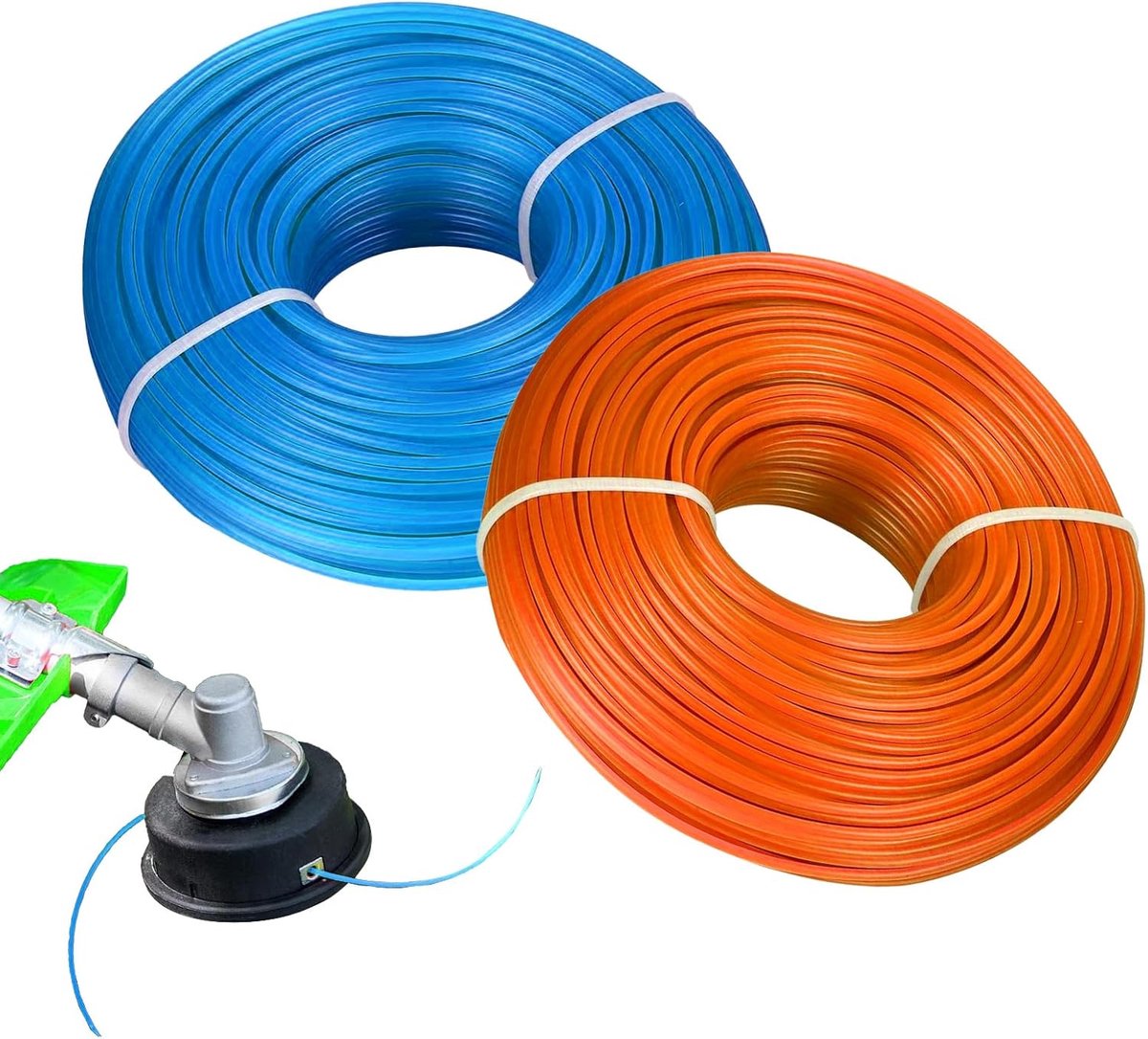 Draad 1,65 mm x 60 m Ronde Nylon voor Grastrimmerspoelen | Ronde maaidraad en trimmersnoer voor bosmaaier, reservedraad in blauw en oranje.