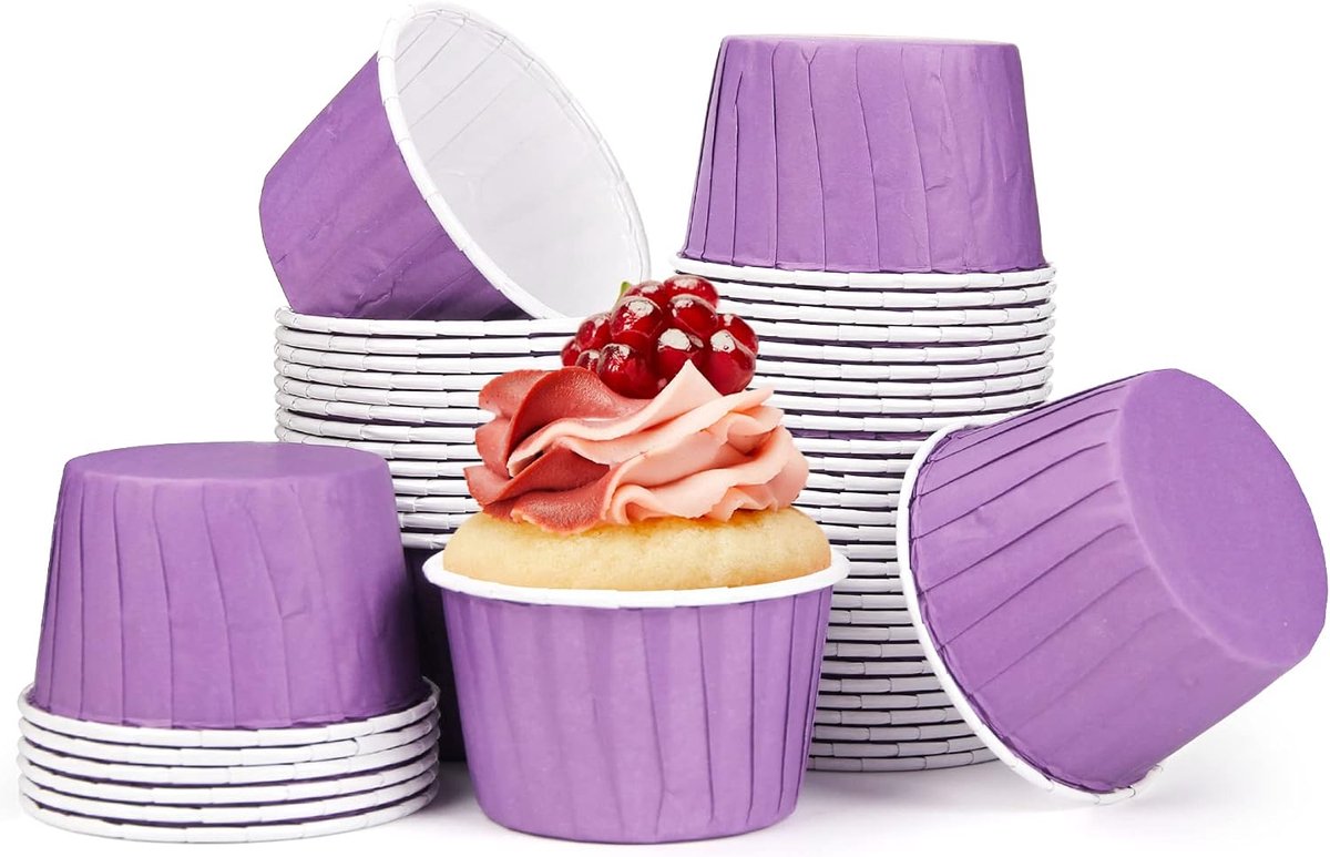 50 stuks papieren muffinvormpjes, mini-cupcakevormen voor bruiloften, verjaardagen, Kerstmis (paars)