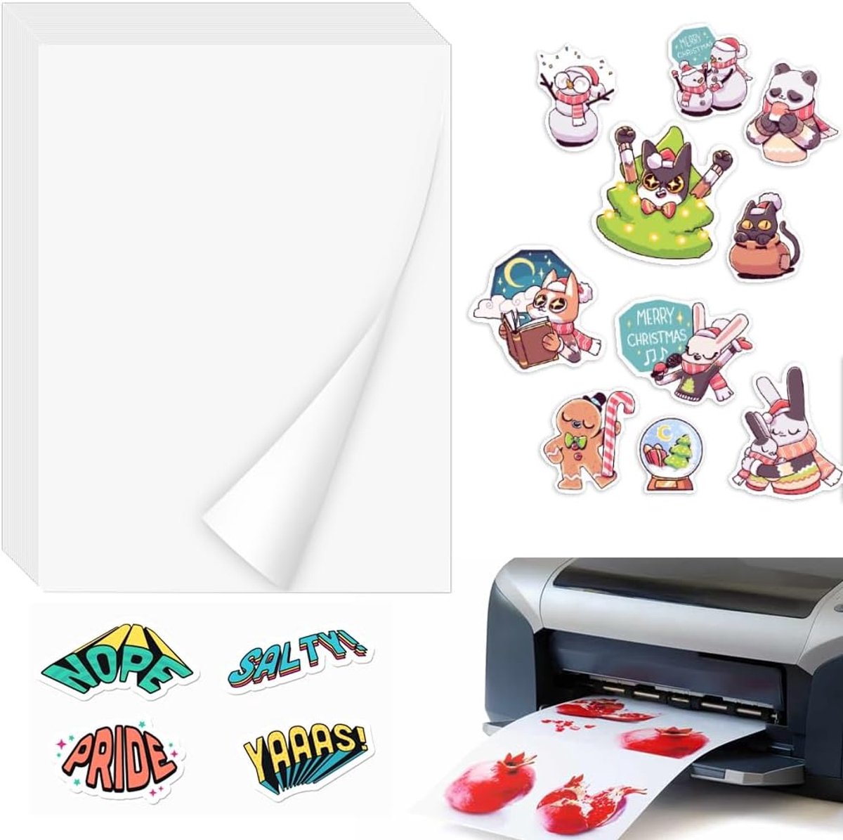stickerpapieretiketten, ADERTOS 50 vellen waterdichte afdrukbare vinylstickers papier mat stickerprinterpapier zelfklevend vinyl inkjetfilm sticker voor inkjet- en laserprinters - wit, 297 x 210 mm