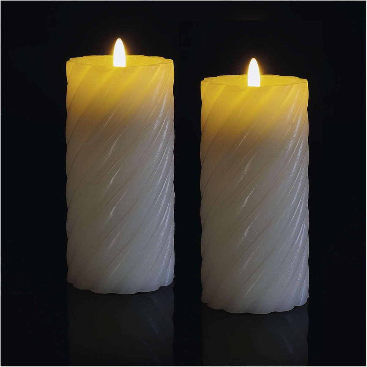 Robuuste led-waskaarsen met vlameffect, 2 stuks, timerfunctie, voor binnen, warm wit licht, werkt op batterijen (elk 2 x AAA niet inbegrepen), bijenwas