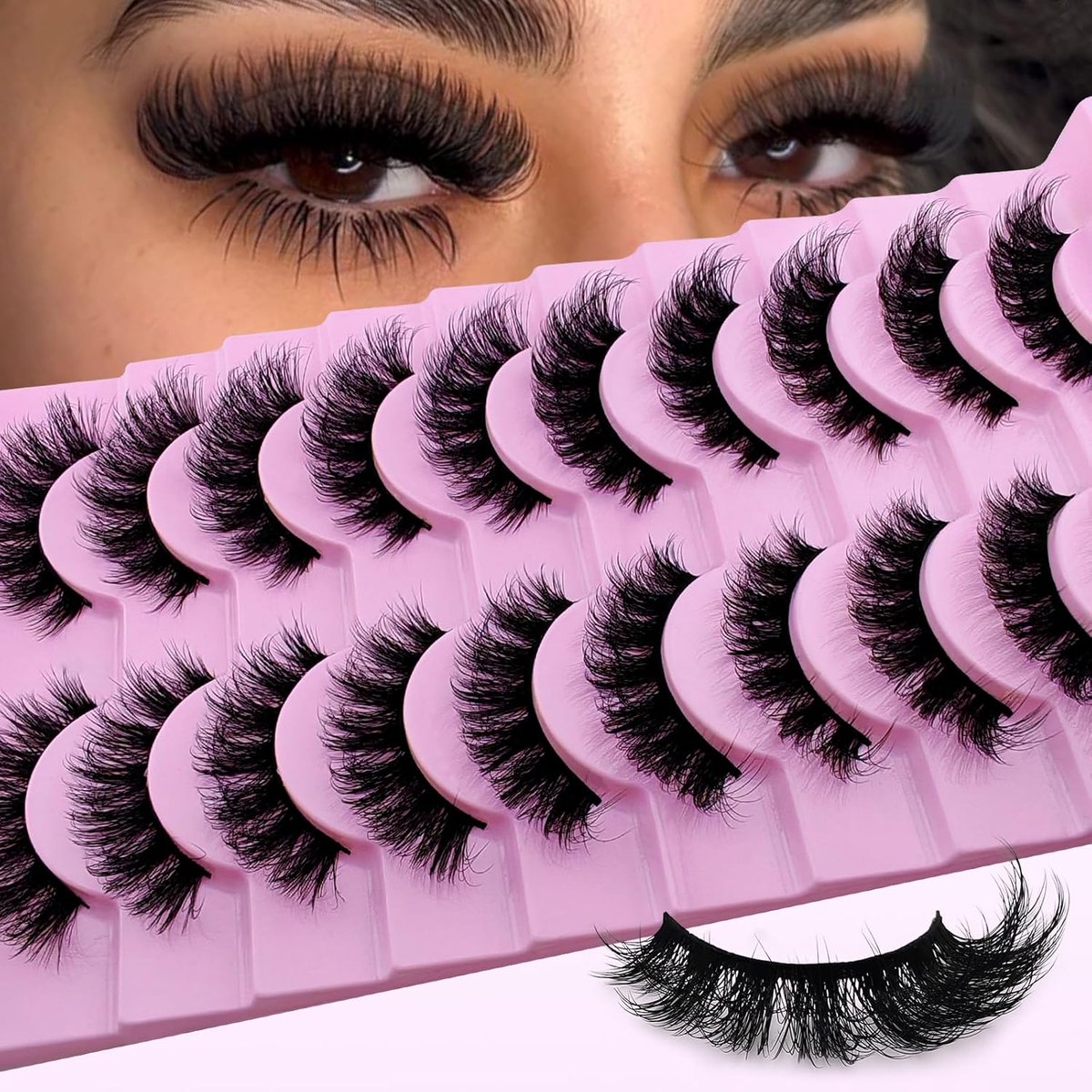 Valse wimpers, natuurlijke look, Curly Cat Eye Lashes, D-krul, valse wimpers met natuurlijk Wispy-volume, kattenoogwimpers (206)