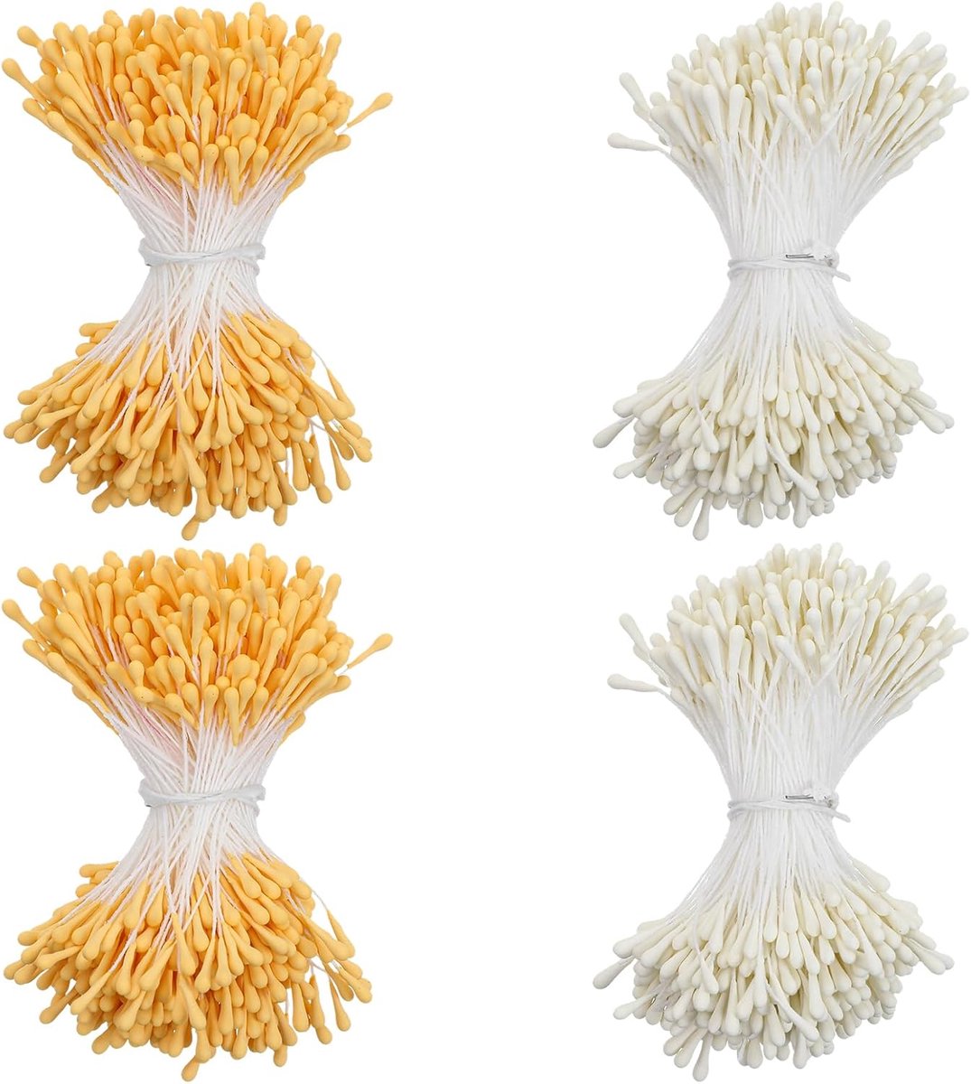 1600 stuks meeldraden voor bloemen maken 2 mm gele bloem meeldraad parel dubbele koppen bloemetjes voor ambachten DIY kunstbloemen kerstkaart bruiloft Moederdag scrapbook decoratie