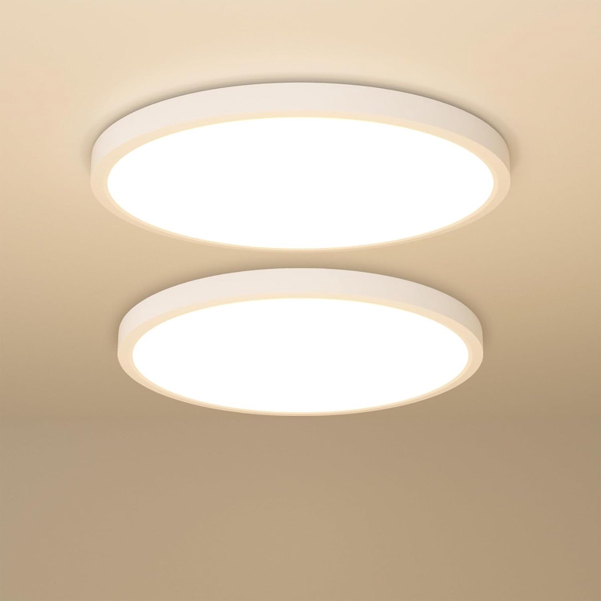 18W 1930LM Ultradunne LED Plafondlamp, 4000K Neutraal Wit, Waterdicht IP44, Koepelvormig, Modern, Plafondverlichting voor Slaapkamer, Keuken, Badkamer, Woonkamer, 22×1,7CM, 2 Stuks
