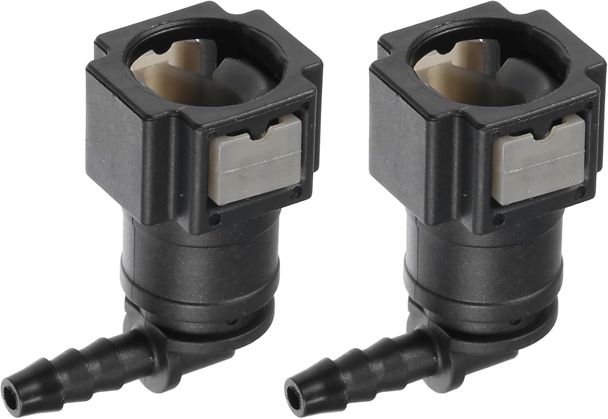 ABSOPRO Car Fuel Line Hose Quick Release Connector 90 Degree 5/16" 7.89mm SAE naar 3/16" 4mm Disconnect Hose Plastic Grijs (Set van 2)