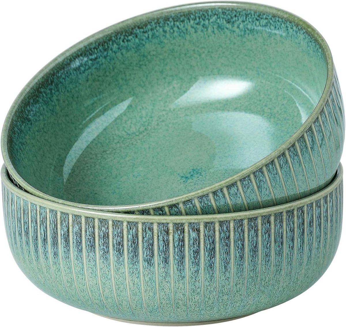 Home Saladeschaal porselein, grote slakom of soepkom 21 cm - 1800 ml, groene serveerschalen voor fruitsalade, salade, magnetron- en vaatwasmachinebestendig