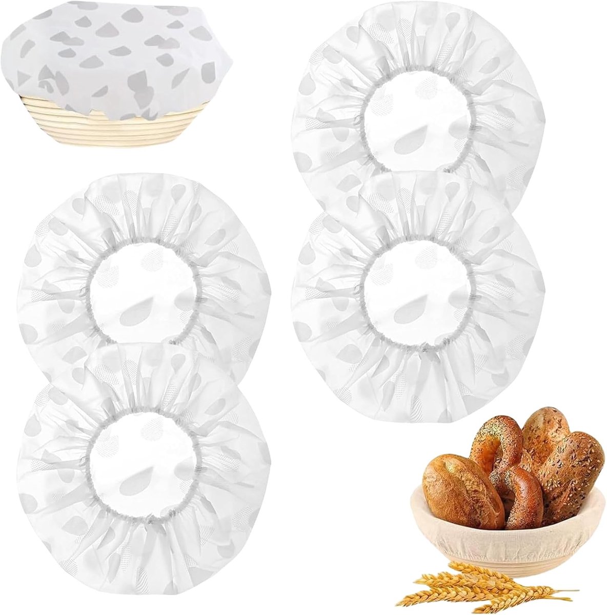 4 stuks afdekhozen voor gaarmand, afdekkappen voor levensmiddelen, broodbakken accessoires - extra sterk en scheurvast - ø 27 cm