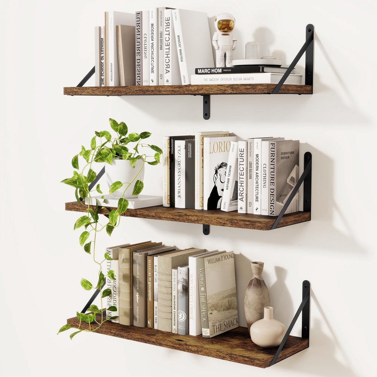 Omgoods - Set van 3 Zwevende Wandplanken van Spaanplaat