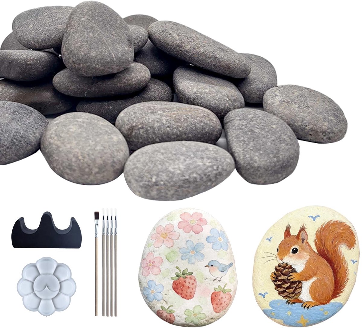 Omgoods - 30 Stuks Gladde Verfstenen voor Creatief Knutselen