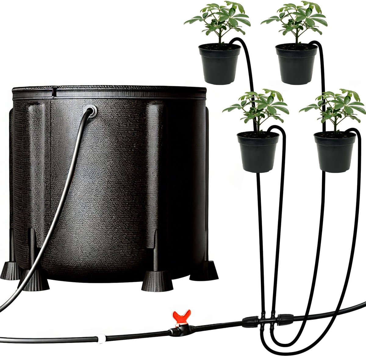 Omgoods- Irrigatiesysteem met 50 l waterreservoir - 25 W waterpomp - 8 druppelsproeiers - waterdicht - automatische stopfunctie - efficiënte irrigatieoplossing - Druppelirrigatie