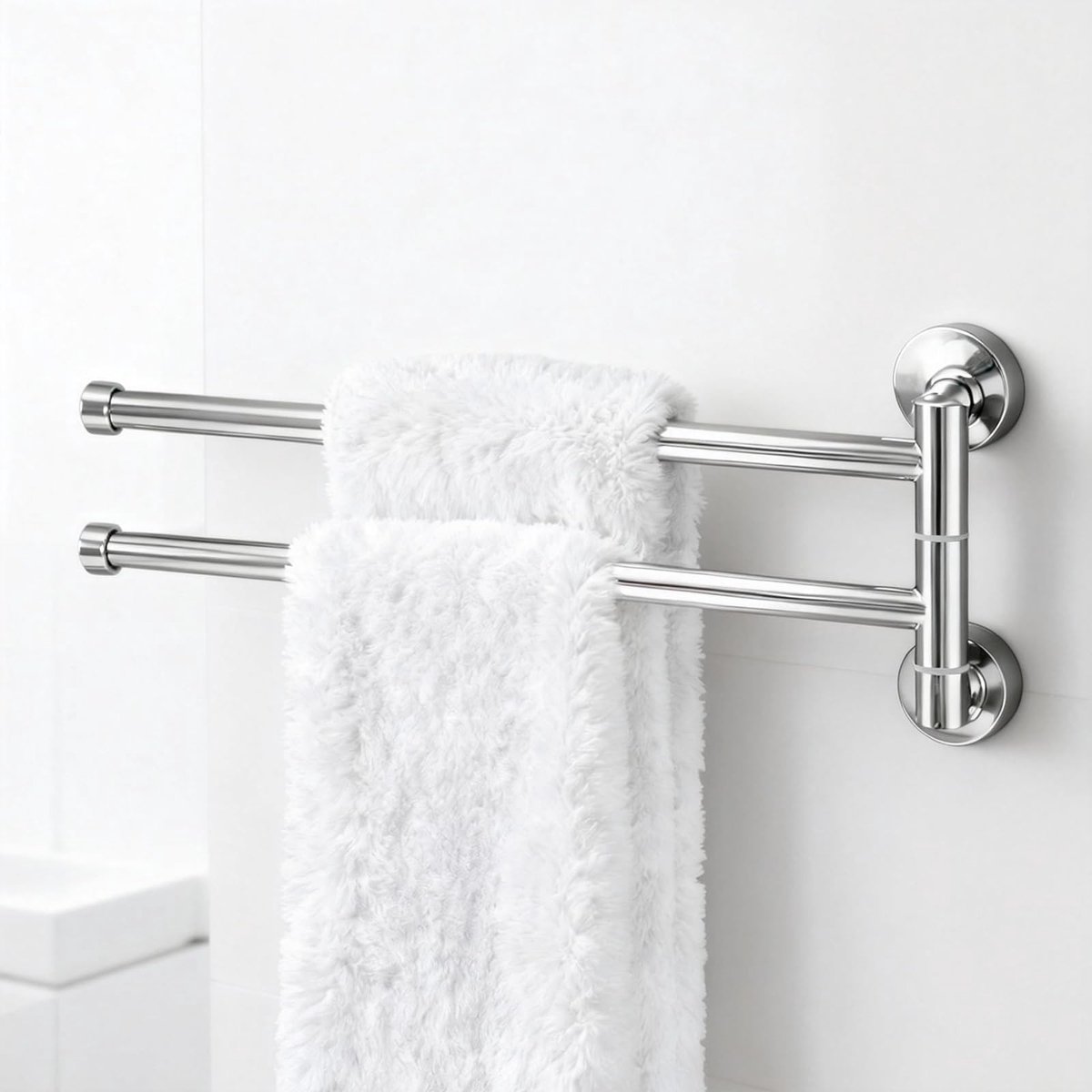 Omgoods - Wandbevestigde Handdoekrail met Dubbele Arm, 180° Verstelbaar