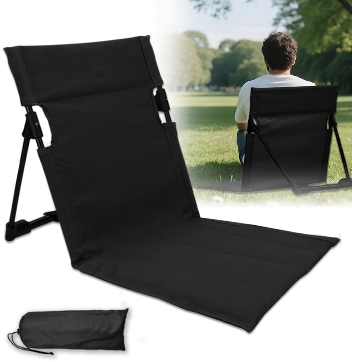 Omgoods - Vloerstoel met Rugleuning voor Outdoor - Draagbare Klapstoel