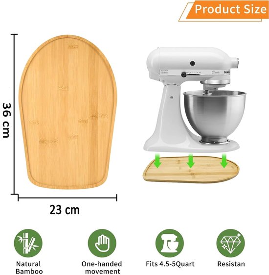 Omgoods - Bamboo Blender Sliding Board voor Keukenmachines 4.5-5 Qt — afbeelding 5